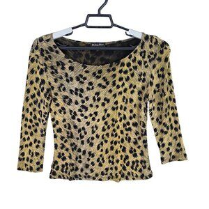Womens Brittany Black Brown Animal Print Slinky Top Acetate Stretch Size S